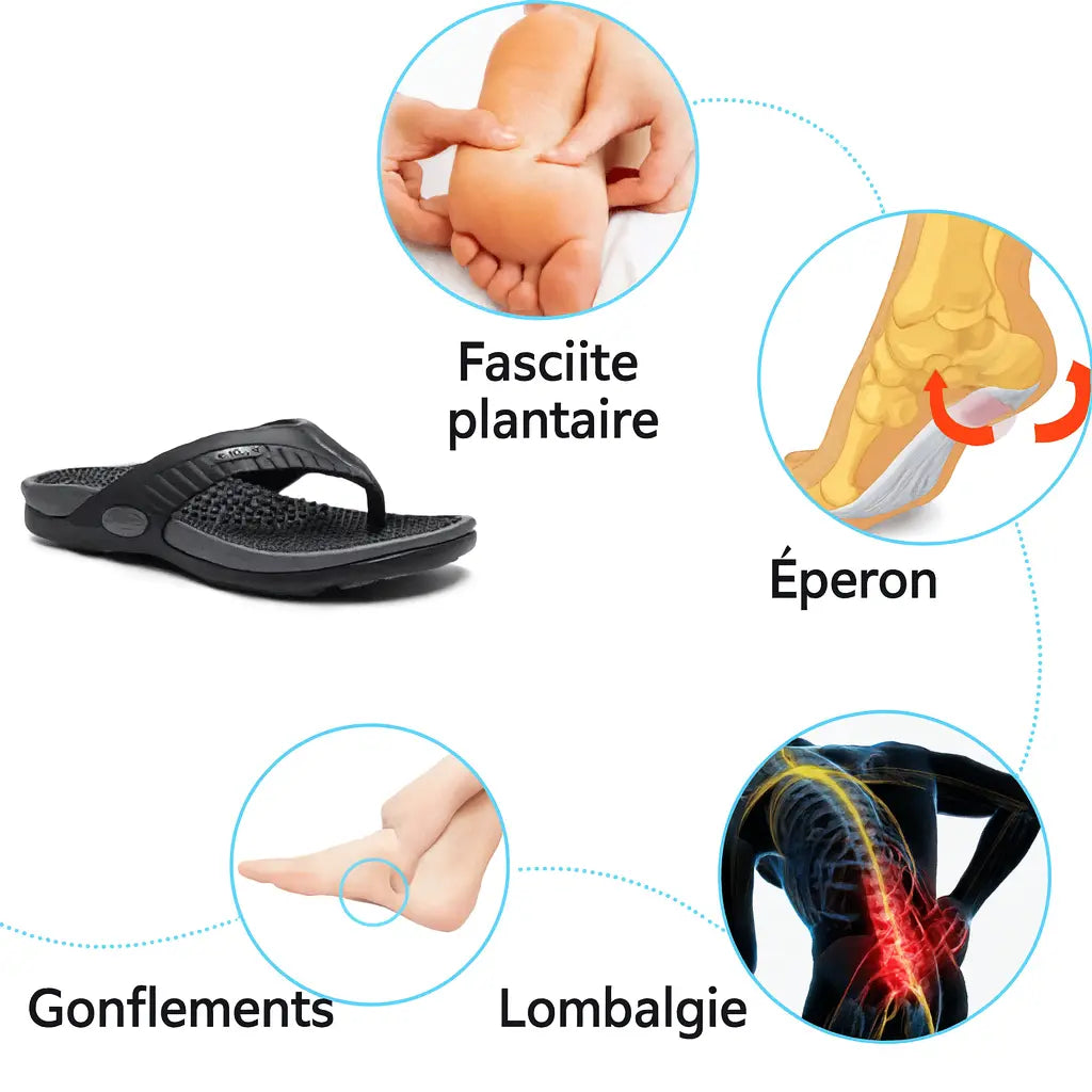Chinelo Masajeador Ortopédico Sport Negro